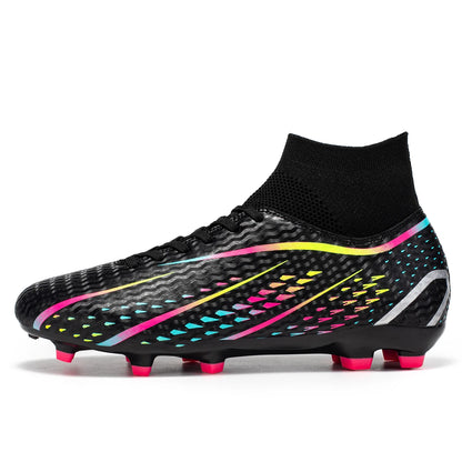 Chaussures de football pour adultes, adaptées à de multiples terrains, avec crampons AG FG, tissu en PU respirant, semelles antidérapantes en TPU, idéales pour l'entraînement et les petits tournois sur gazon.