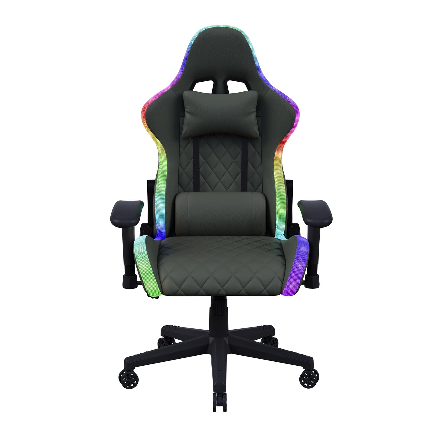 Rosahqnda Gaming Chair with Massage Function, LED Lights, Ergonomic Gaming Chair, Adjustable Reclining Computer Chair with Lumbar Support, Headrest & 150KG Capacity