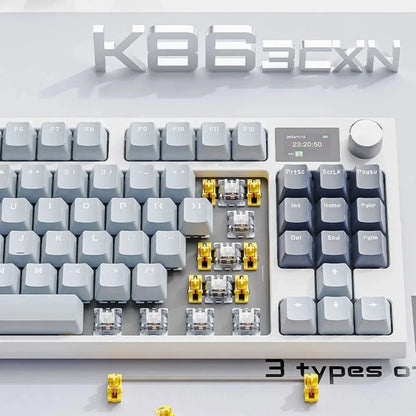 Attack Shark K86 Wireless Mechanical Keyboard, TFT Display, Metal Knob,RGB Backlit, Hot-Swappable, Bluetooth for Gaming & Office