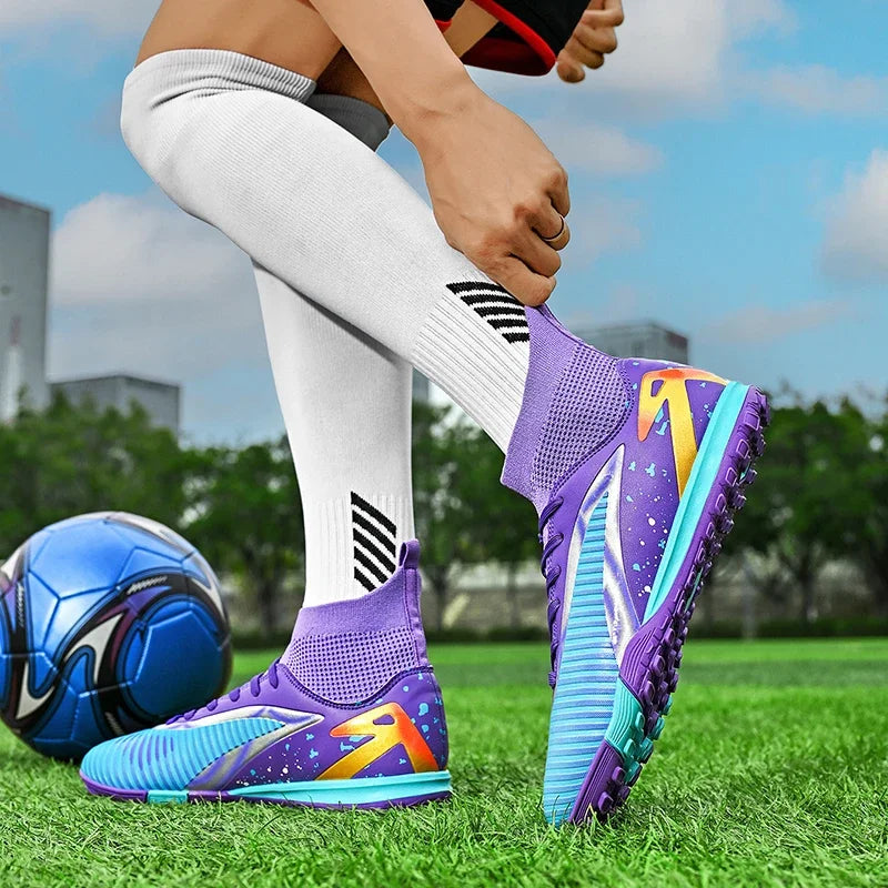 Chaussures de football pour hommes, chaussures de sport, chaussures de futsal à tige haute, chaussures de football de haute qualité pour l'intérieur, antidérapantes, pour l'entraînement en extérieur, crampons ultra-lég