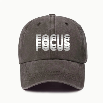FOCUS – kšiltovka z prané bavlny s potiskem, nastavitelná, klasický styl, sportovní kšiltovka typu „duckbill“ pro muže i ženy