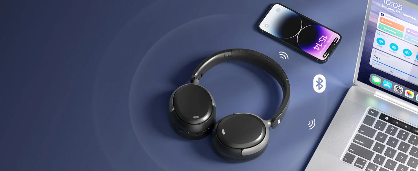 Acer OHR516 ANC Wireless Headphones Noise Cancelling Hi-Res Bluetooth Headset with 40mm Driver, Spatial Audio Over Ear Headphones with Mic