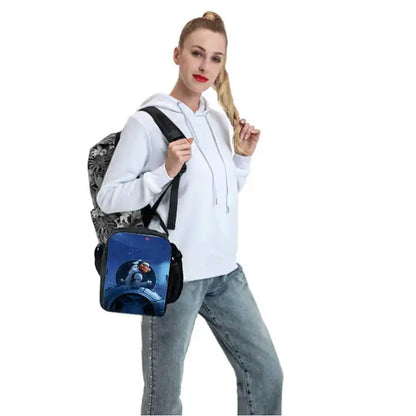 Bolsas de almuerzo para niños, bolsas escolares y de picnic Fortnite de dibujos animados para niñas y niños, bolsas térmicas portátiles y ligeras para almuerzo infantil