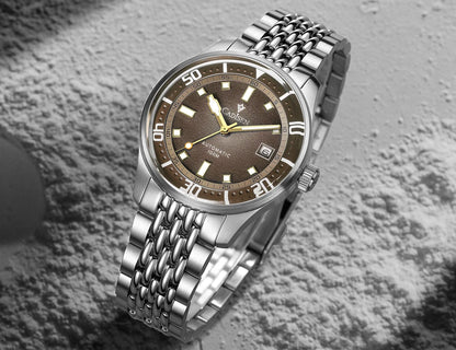 CADISEN Automatic Mechanical Watch Man Silver Business Casual Waterproof Watch Japan MIYOTA 8215 Movement Domed Glass Mens Watch