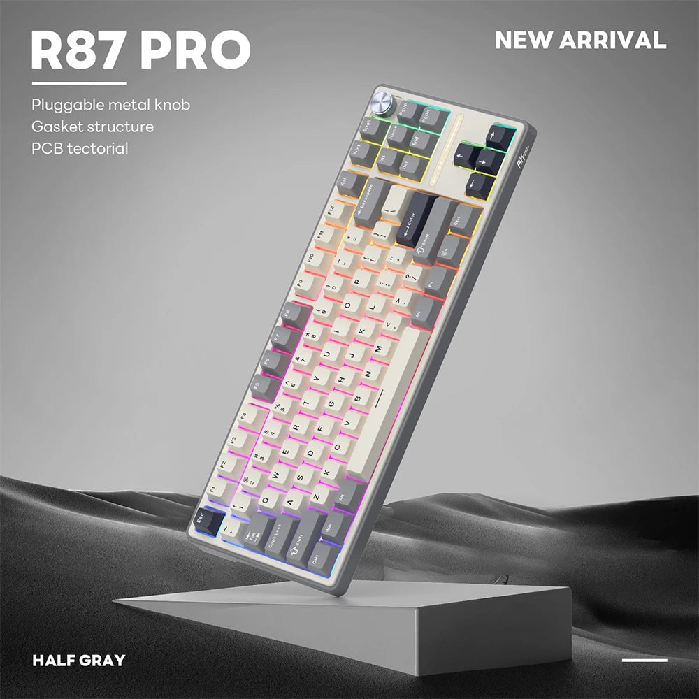 RK Royal Kludge RK R87Pro Gasket Wired Gamer Keyboard Hot-swappable 88 Keys Mechanical Keyboard 88% RGB Backlit With PBT Keycaps