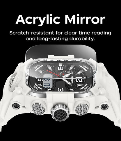 SANDA 6310 Men's Electronic Watch Multifunctional Luminous Alarm Clock Calendar Stopwatch Dual Display Digital Watches for Man