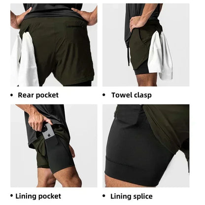 2026 Dragon Ball Anime Men's Shorts Sportswear Quick Dry Gym Pants Double-layer 2 in 1 Shorts Y2k Summer Breathable Streetwear