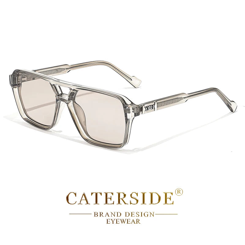 CATERSIDE Retro Square Sunglasses Men Punk Flat Top Double Bridge High Quality Sun Glasses for Women Party Festival Gifts