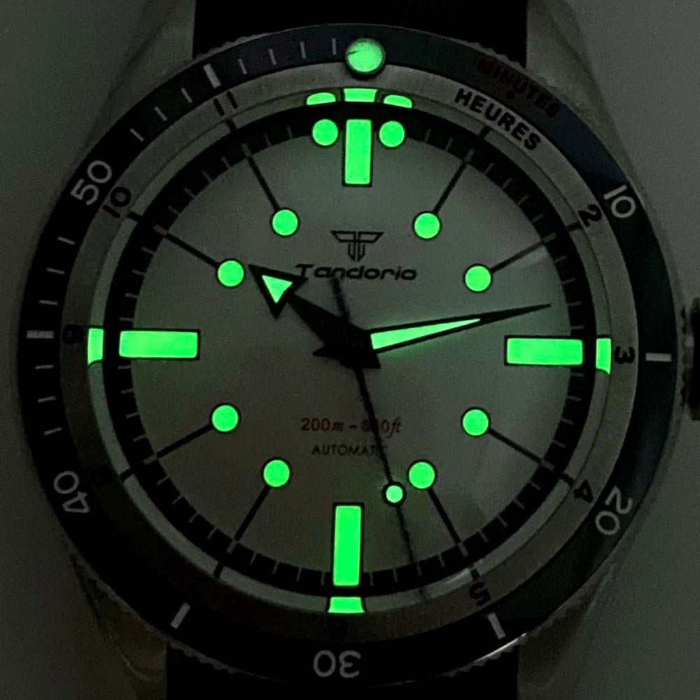 Tandorio Red Blue 40mm PT5000 Japan NH35A Mechanical Automatic Dive Men Watch 20ATM Waterproof Domed Sapphire Screw Crown Reloj
