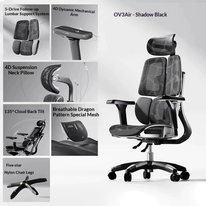 Sedia da ufficio in rete ergonomica executive per computer e gaming, arredo moderno girevole con ruote e regolabile, sedia gaming ergonomica