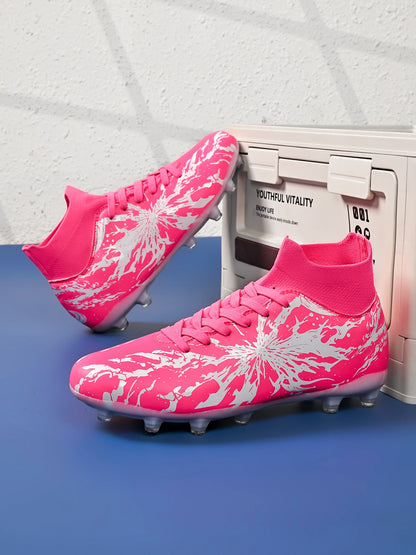 Chaussures de football AG FG pour hommes, tige en PU souple, structure de crampons renforcée, pour adultes, pour les matchs et entraînements de football en plein air sur pelouse.