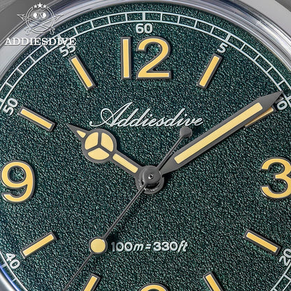 Relógio para homem ADDIESDIVE 36mm em destaque AD2518 com vidro espelhado convexo, aço inoxidável 316L, Reloj Hombre, 100m à prova de água, quartzo