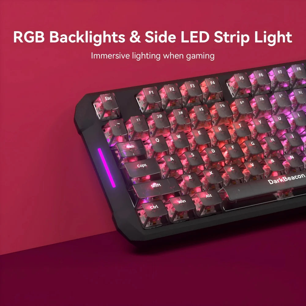 DarKBeacon RGB 87 Keys Compact TKL Keyboard USB Wired Hot-Swappable Silent Mechanical Keyboards for Windows Laptop PC Game Work