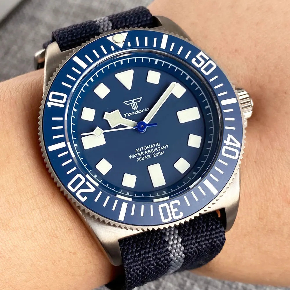 Titanium Case Tandorio 42mm Retro FXD NH35 PT5000 Mechanical Men's Watch Sapphire 200M Diver Watches Luminous Watches for Men