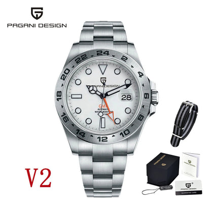 PAGANI DESIGN 2026 New Automatic Machinery Men's Watch GMT DG5833 Stainless Steel Sapphire Crystal 10 Bar Waterproof Watch