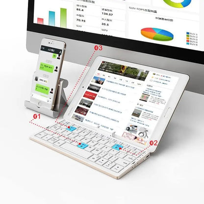 Jomaa faltbare Bluetooth-Tastatur, wiederaufladbare Bluetooth-Tastatur für Laptop, iPad und Smartphone, mini, tragbar und faltbar