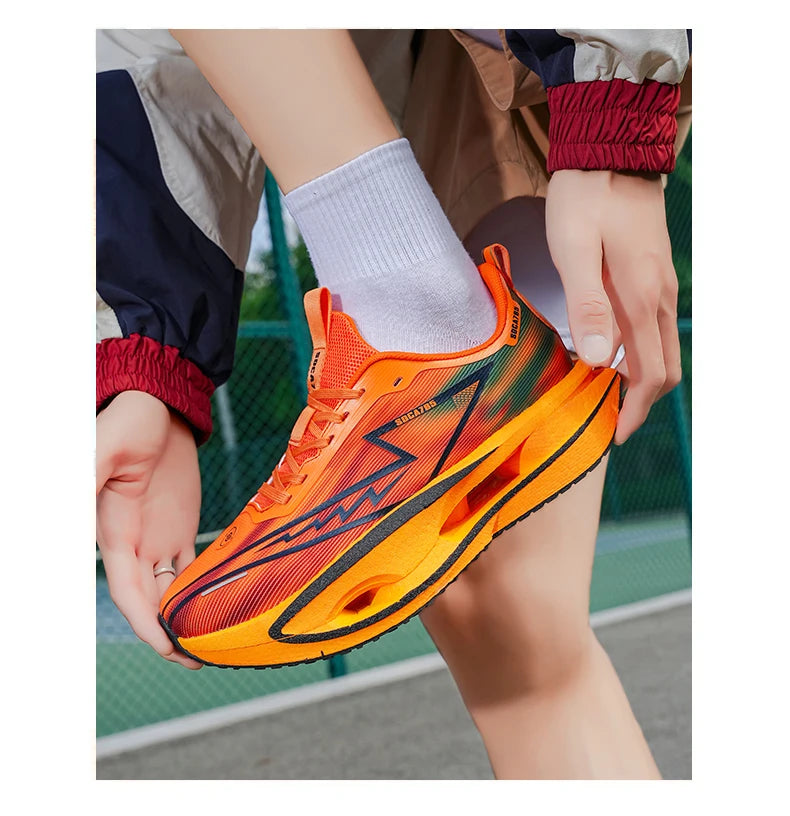 Løbesko til maraton, specialudgave til mænd, sportssko med kulfiberplade, åndbare, ultralette, komfortable, atletiske, støddæmpende, stabile sneakers til kvinder