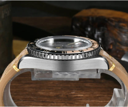 2025 New San Martin SN0134 Men Watch NH34 GMT Sandwich Dial 40mm Bidirectional Sapphire Bezel Luxury Sports Watch 20Bar Watches