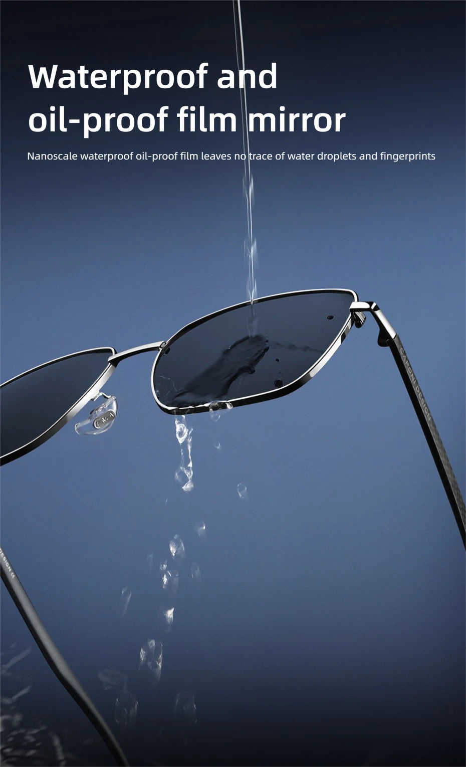 CAPONI Polarized Sun Glasses For Men Light Carbon Fiber Photochromic Black Shades Driving UV420 Oil-proof Lenses Eyewear BS34713