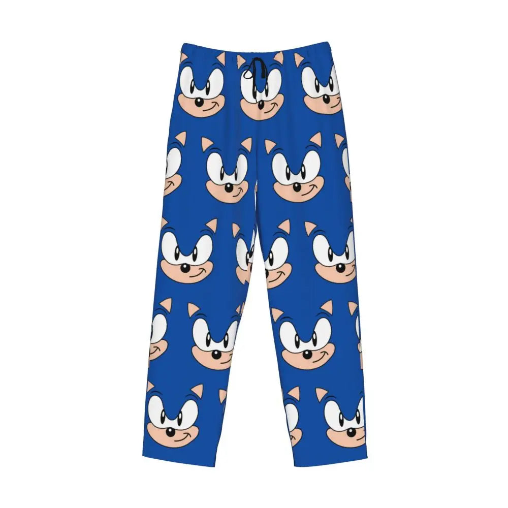 Custom Print Men's Soniced Pajama Pants Hedgehog Game Sleepwear Sleep Lounge Bottoms with Pockets