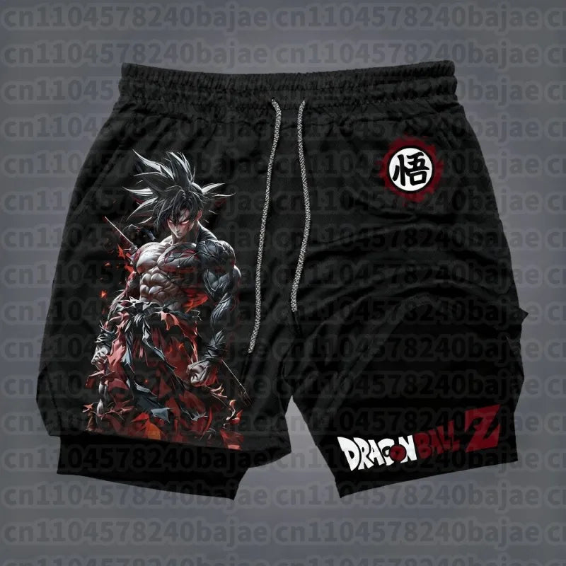 2026 Dragon Ball Animation Peripheral Double-layer Shorts American Men's Trend Fashion Breathable Loose Sports Pants
