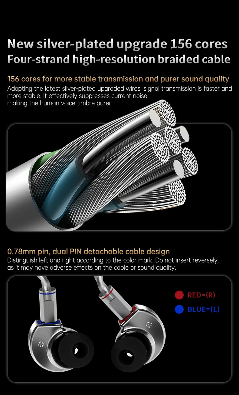 CCA Phoenix HiFi Earphones Dynamic Drive LCP Diaphragm Earphones Noise Cancelling Replaceable 2PIN Cable Gaming Wired Earphone