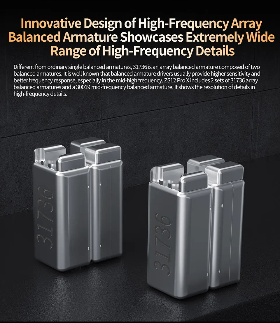 KZ ZS12 PRO X Hybrid Dynamic & Balanced Armature Technology IEM Earphone Upgrade HiFi Bass In Ear Headphone Tuning Wire Headset