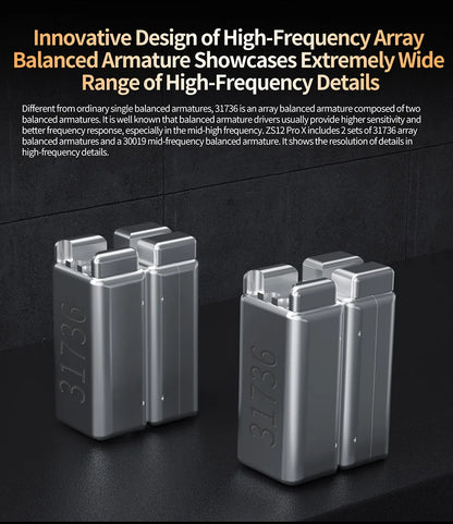 KZ ZS12 PRO X Hybrid Dynamic & Balanced Armature Technology IEM Earphone Upgrade HiFi Bass In Ear Headphone Tuning Wire Headset