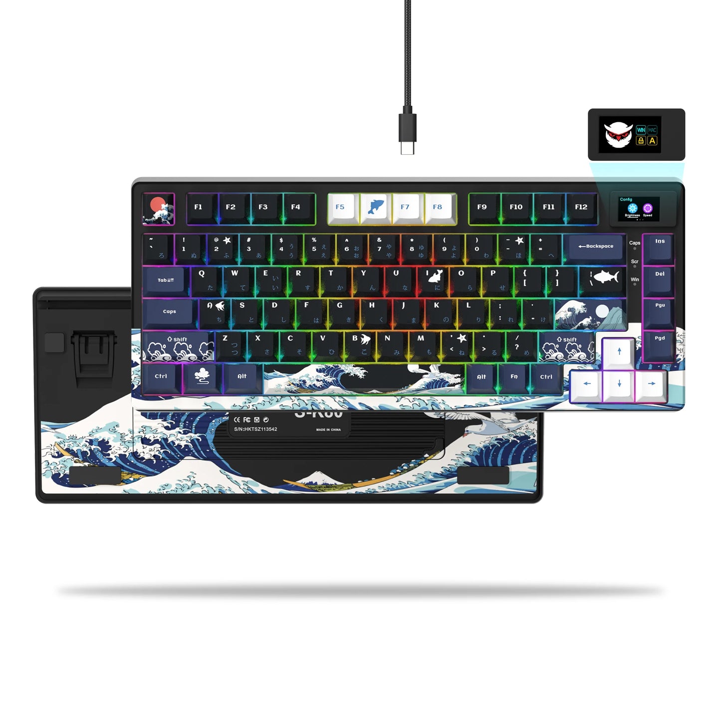Teclado gamer Womier S-K80 com ecrã OLED a cores, teclado mecânico gaming hot-swappable com montagem gasket, teclado RGB personalizado