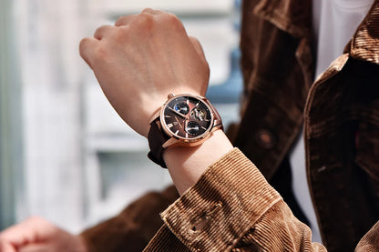 PAGANI DESIGN – Relógio mecânico de luxo para homem, 41 mm, vidro de safira, bracelete em pele, estanque, estilo piloto, com turbilhão e fase lunar