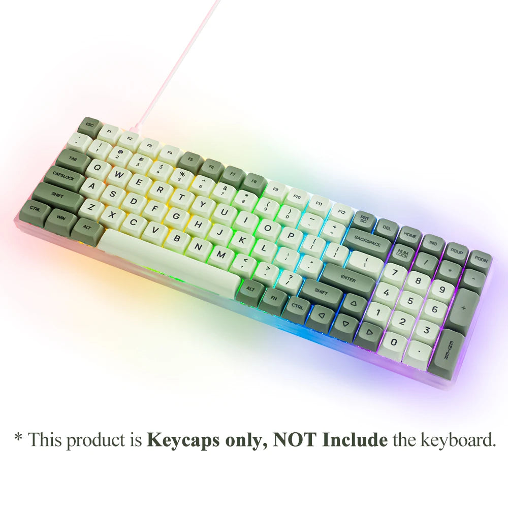 Conjunto de 125 teclas XDA PBT Matcha Green para teclado mecânico de 61/64/68/75/87/98/104/108 teclas, compatível com Cherry/Gateron/Otemu/Kailh