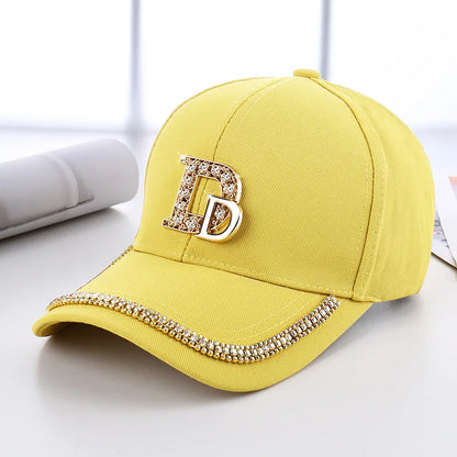CNTANG 2024 Fashion Diamond D Letter Baseball Cap For Women Snapback Summer Outdoor Sun Protection Hat Autumn Casual Ladies Caps