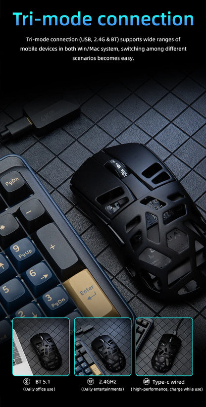 DAREU Al-mg Tri-Mode 8Khz PBT kabellose Gaming-Maus mit Schnellladefunktion PAW3950 30000 DPI, leicht, für PC-Gamer