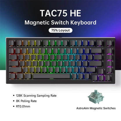 Akko TAC75 HE Magnetic Keyboard 75% Magnetic Switch Rapid Trigger 0.005mm ARGB 8K Polling Rate Wired Gamer Customized Keyboard