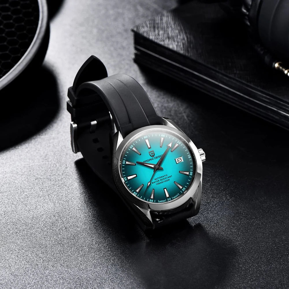 PAGANI DESIGN luxury men’s watch – Mechanical automatic model (calibre 8215), stainless steel, water-resistant, with date display and luminescent hands