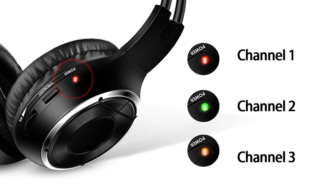 RF Silent Disco Foldable Wireless Headphones Bundle 3 Pack with 500m Transmitter, Stereo Party Headsets for TV, DJ, Dance & Events