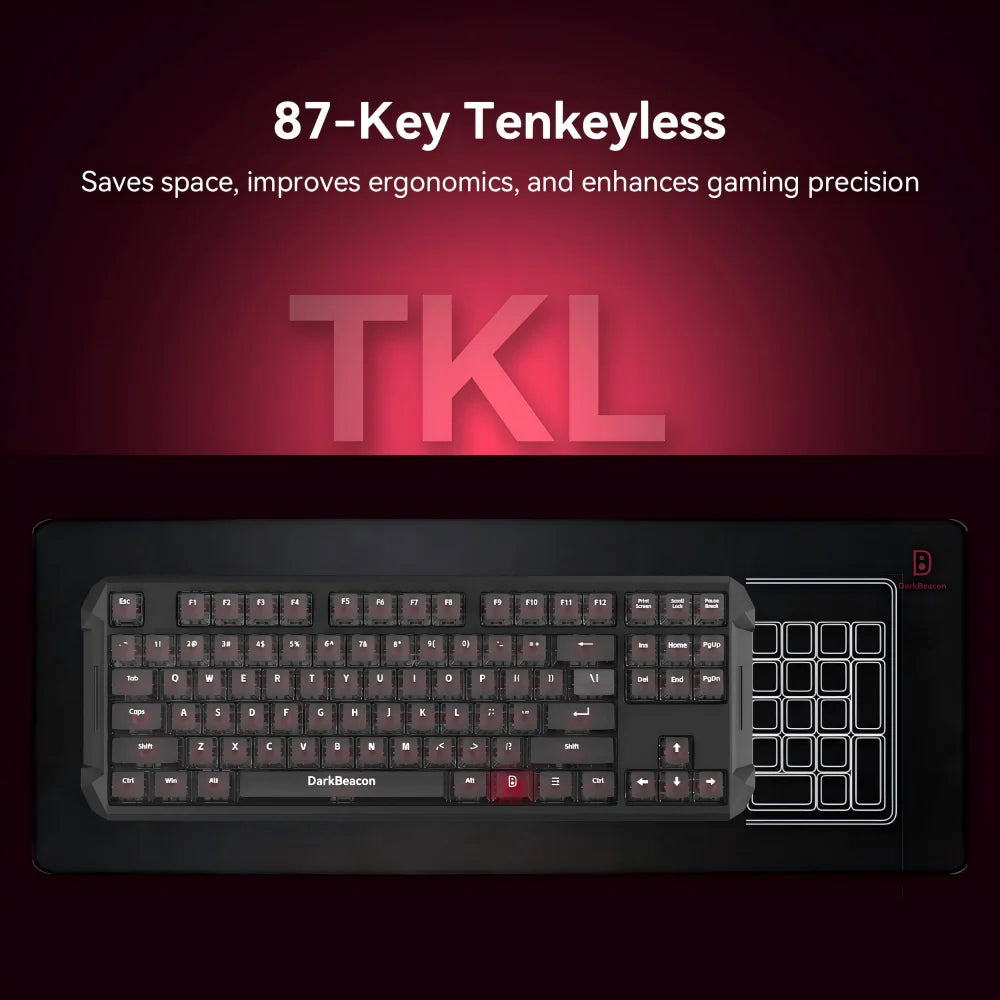 DarKBeacon RGB 87 Keys Compact TKL Keyboard USB Wired Hot-Swappable Silent Mechanical Keyboards for Windows Laptop PC Game Work