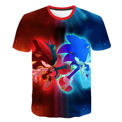 2026 Anime Cartoon Sonic The Hedgehog 3D Printed Casual Fast Drying Breathable Comfortable Parent Child Short Sleeve T-shirt