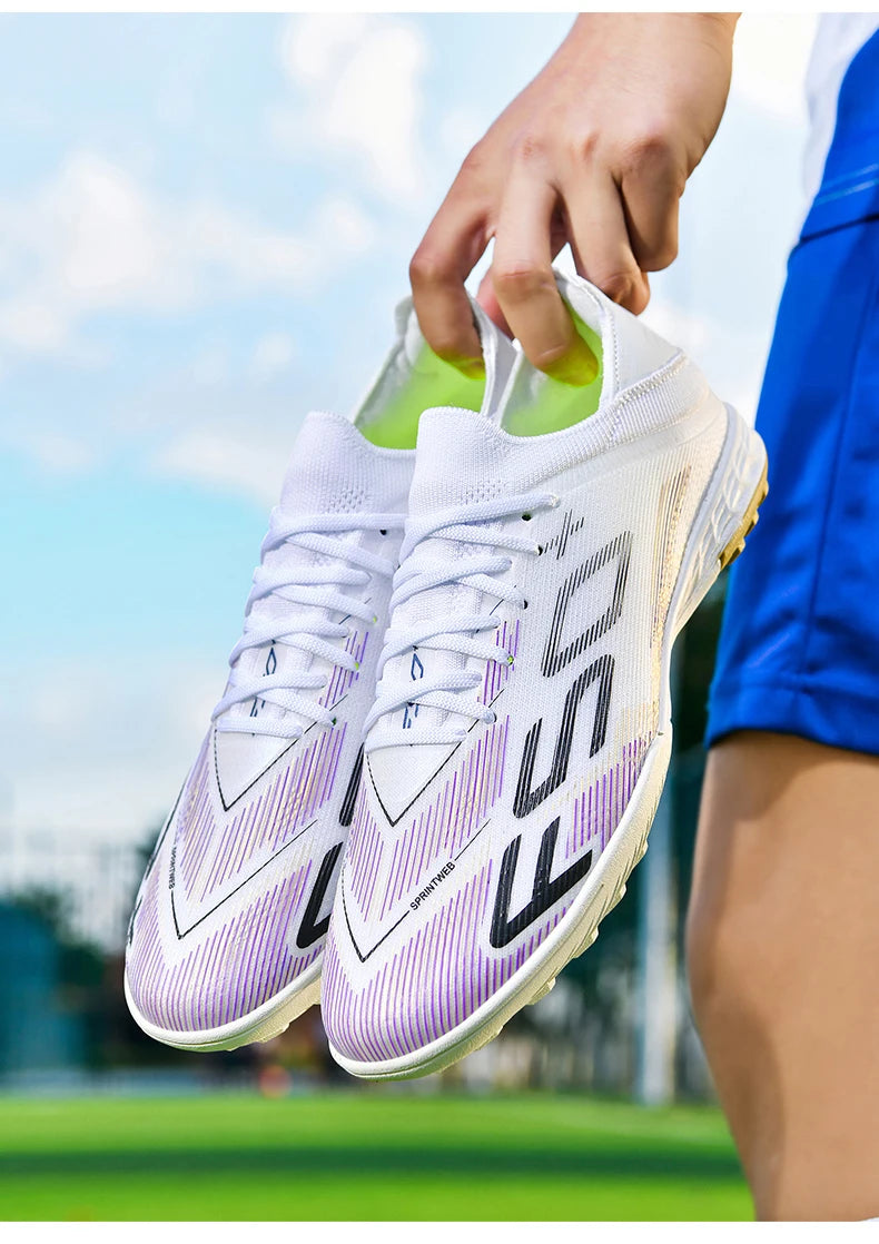 Nouvelles chaussures de football pour hommes, crampons antidérapants pour terrain en herbe, chaussures de football montantes de haute qualité, baskets de futsal, chaussures d'intérieur, chaussures d'extérieur, meilleures