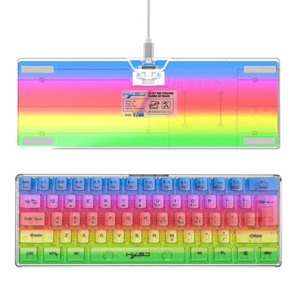HXSJ V700 60% Wired Transparent Gaming Keyboard, RGB Backlit 61 Keys Compact USB Gaming Keyboard for PC, Mac & Laptop