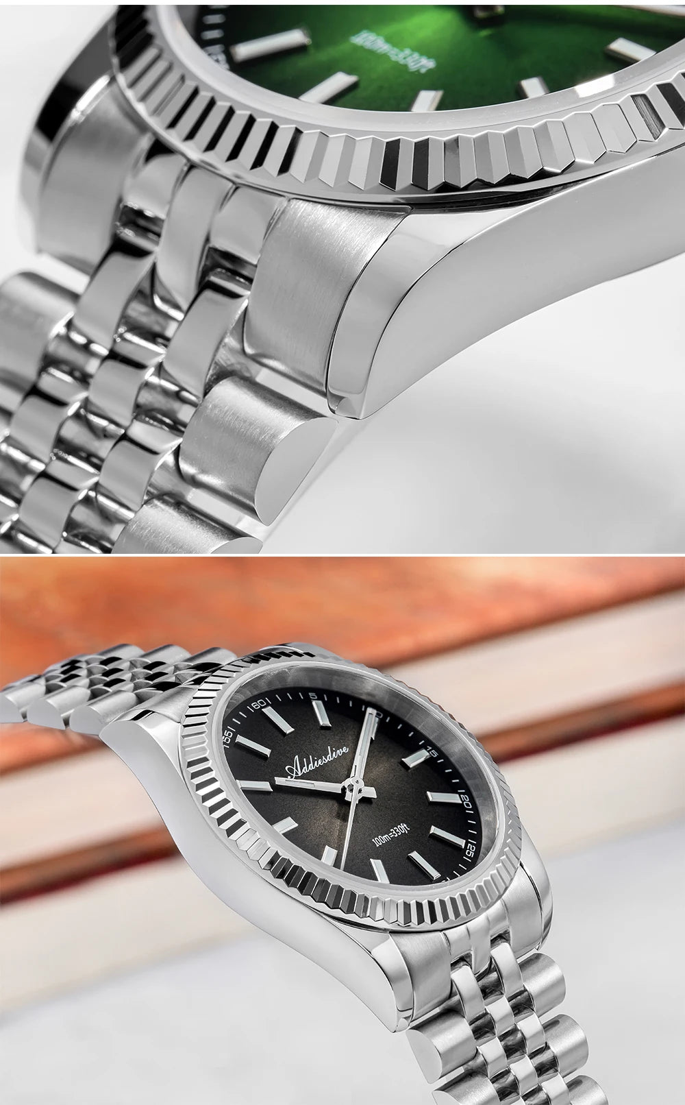 ADDIESDIVE New Men's Watch AD2073 Sapphire Glass 36mm VH31 Sunburst Quartz Watches 10Bar Waterproof Diving Luminous Wristwatch