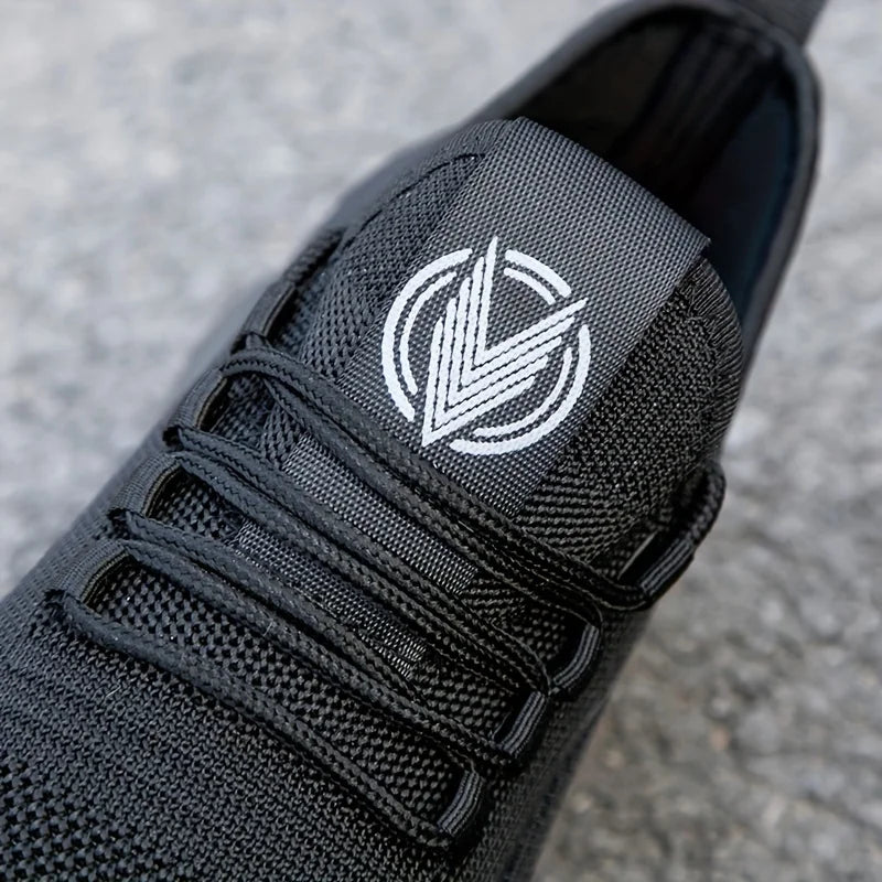 Baskets légères et respirantes en tricot pour hommes, chaussures d'entraînement antidérapantes pour la course à pied, basket-ball, chaussures de sport noires et blanches, semelle en PU