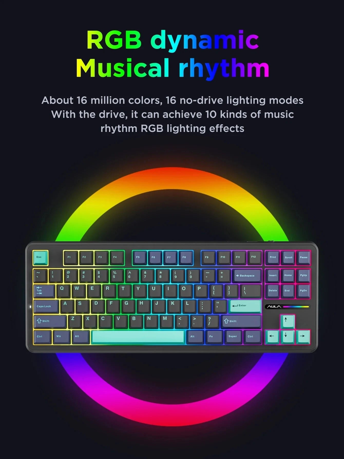 AULA F87 Pro Mechanical Keyboard 2.4g/Usb/Bluetooth Tri Mode Wireless 87 Key 5 Layer Silencing Filling Suitable For Gam Original