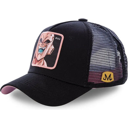 Casquette Dragon Ball Son Goku pour l'été : casquette de voyage à visière, pour homme, brodée, style hip-hop, visière pare-soleil, casquette trucker ajustable en maille