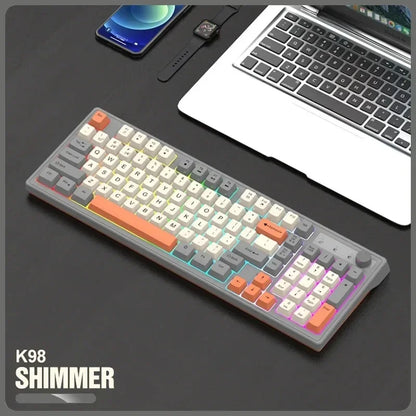 Dual Bluetooth Keyboard 2.4G Wireless Keyboard RGB Backlight Rechargeable Gaming Keyboard For MacBook iPad Tablet PC Accessories