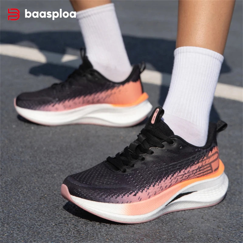 Baasploa Damen-Laufschuhe für Profis, Outdoor, Carbon-Platte, rutschfeste Sportschuhe, Damen-Freizeitschuhe, atmungsaktive Jogging-Sneaker