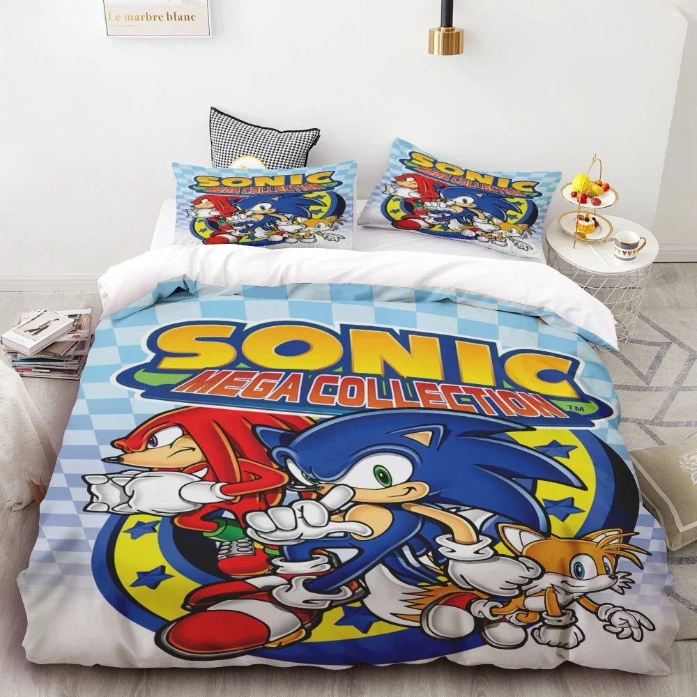 New Duvet Cover Sonic 3D Exquisite Cartoon Anime Digital Printing Bedding Set Comforter Bed Youth Home Decor Children Kids Boys