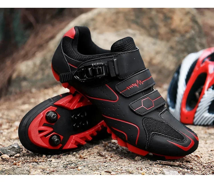Chaussures de cyclisme unisexes à semelle rigide – Chaussures à crampons pour vélo de route 4 saisons, VTT et sports de plein air