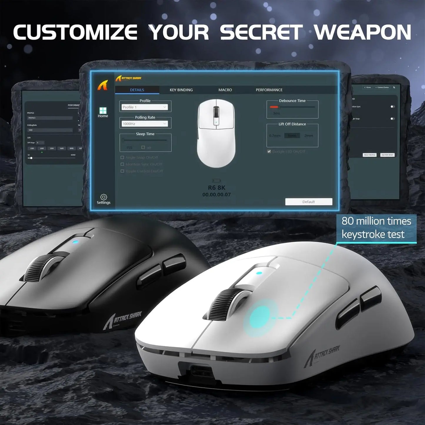 Attack Shark R6 leichte kabellose Gaming-Maus, Computermaus mit PAW 3950Max-Sensor, Nordic 52480 und 8KHz Polling