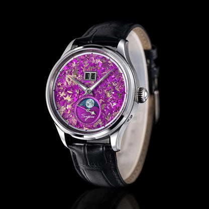 Sugess Watch of Men Moonphase ST2528 Movement Automatic Mechanical Wristwatches Waterproof Sapphire Crystal Titanium Dial S401